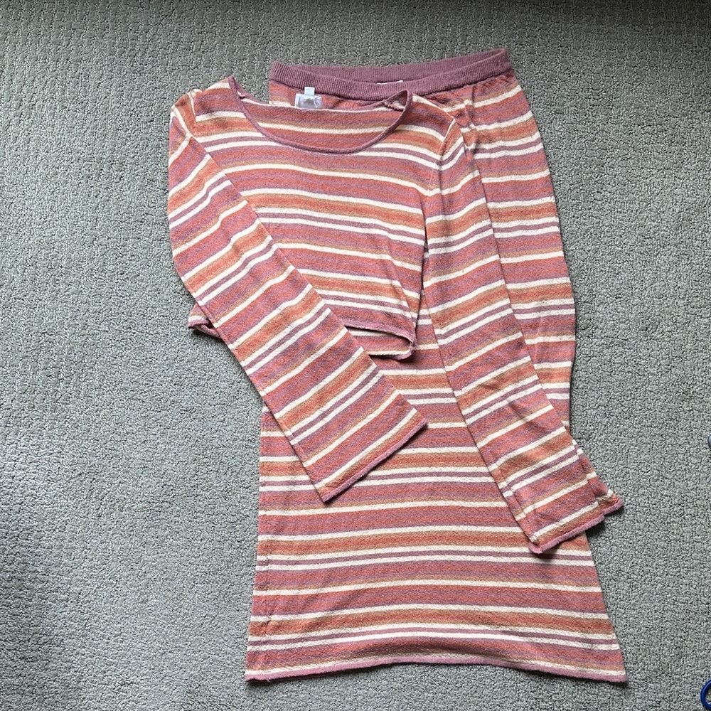 Le Lis Pink and Cream Striped Maxi Dress